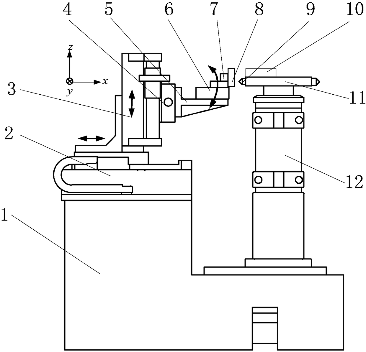 Workpiece leveling device based on laser displacement sensor