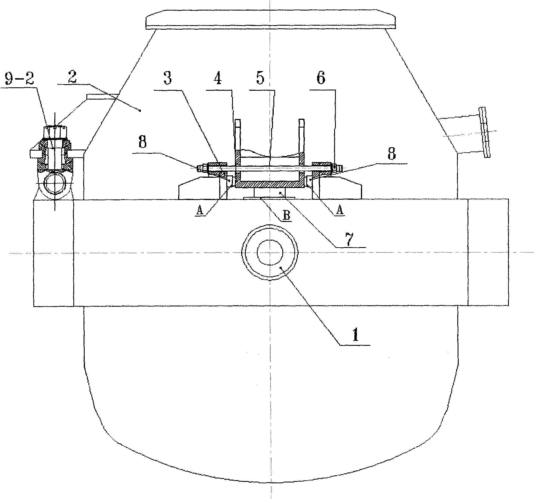 Three-supporting surface prestress blocking seat mechanism of converter