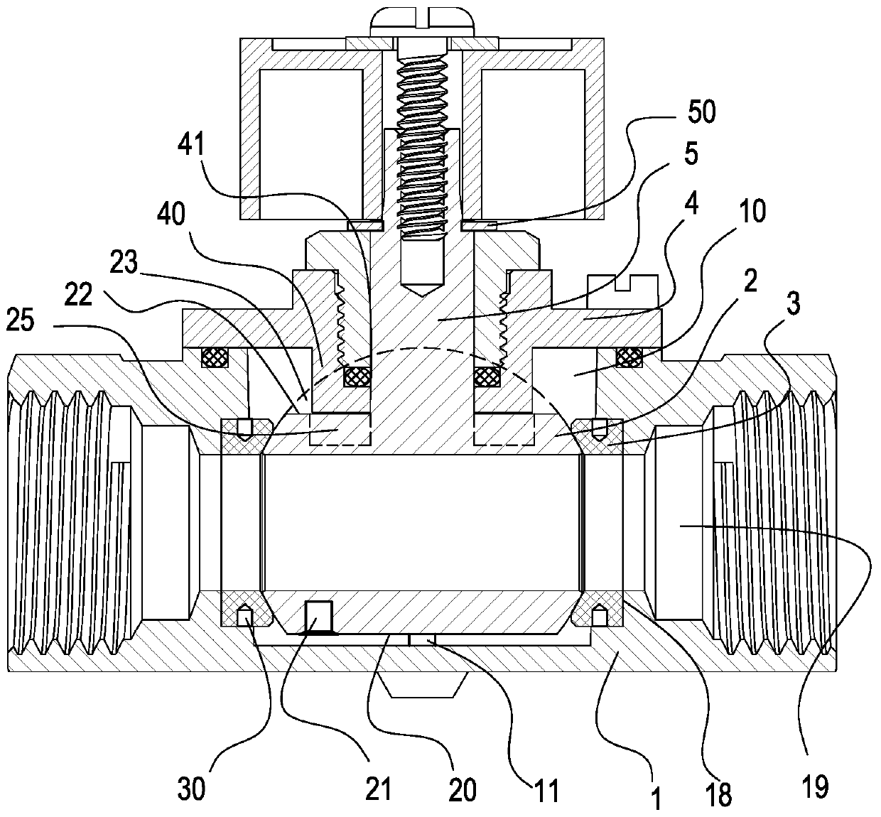 A bottom limit ball valve