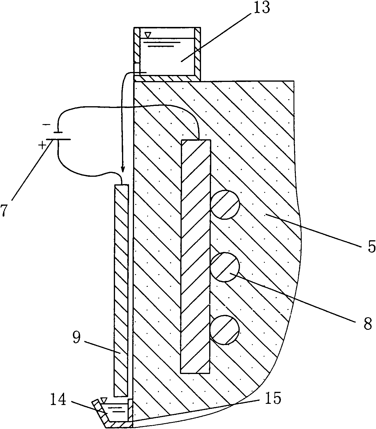 BE rust inhibitor based method and device for restoring electroosmotic salt polluted buildings