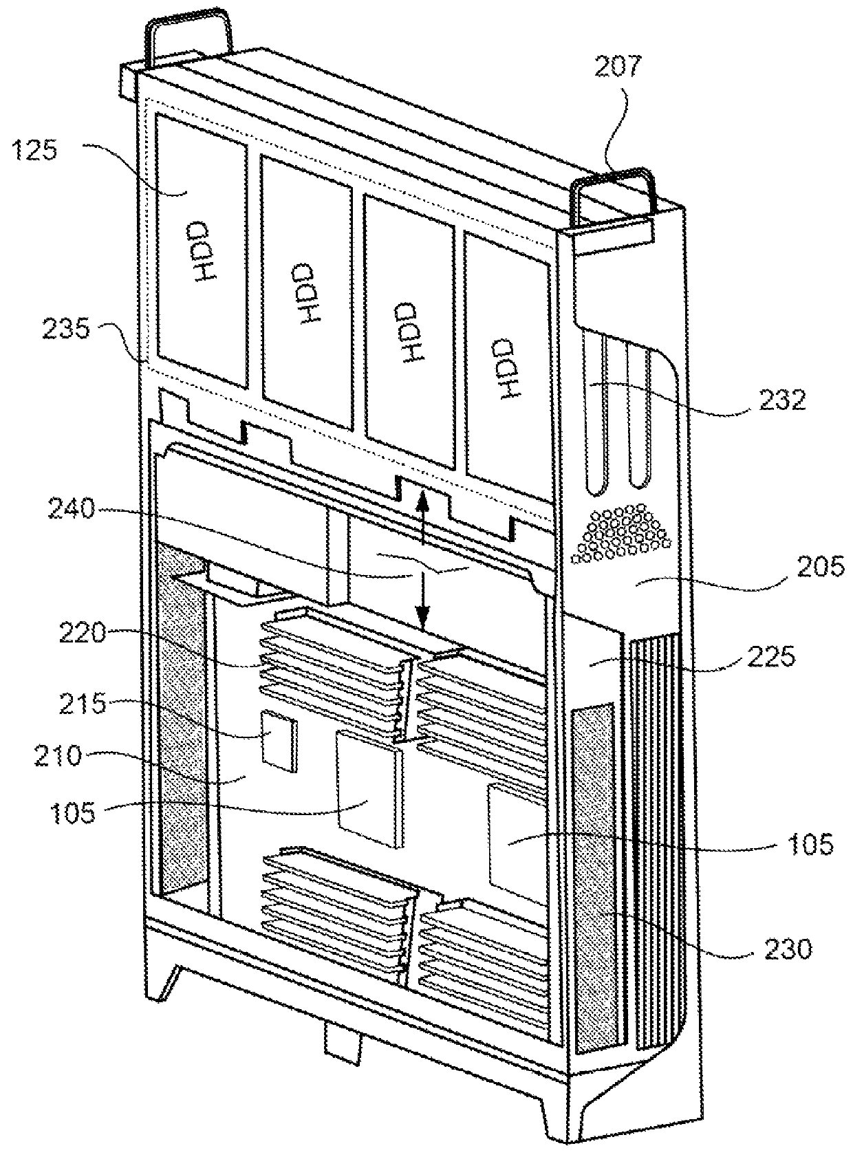 System for cooling hard disk drives using vapor momentum driven by boiling of dielectric liquid