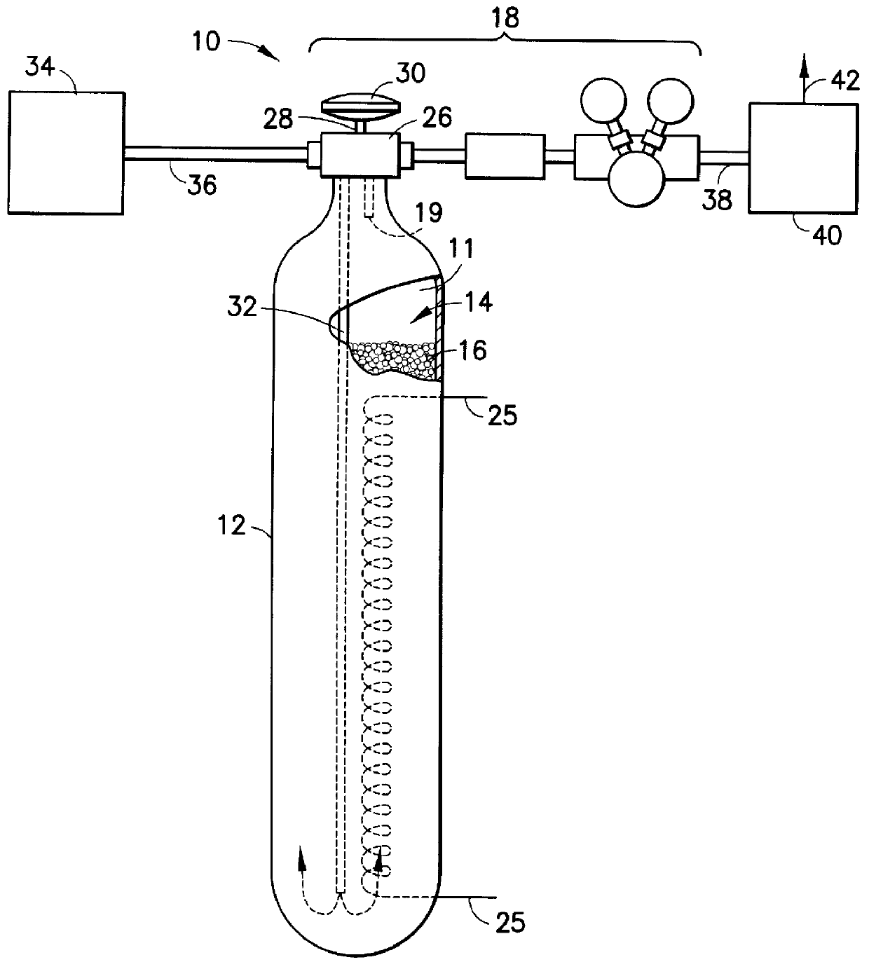 Laser system utilizing sorbent-based gas storage and delivery system