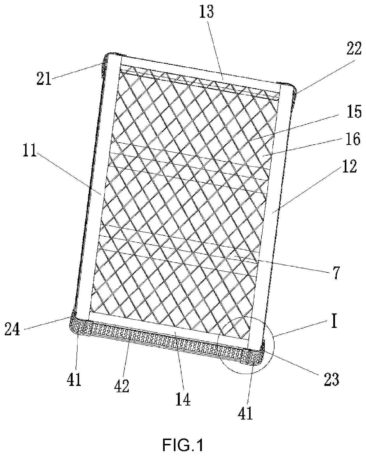 Storage mesh plate having reinforced protection and decoration function