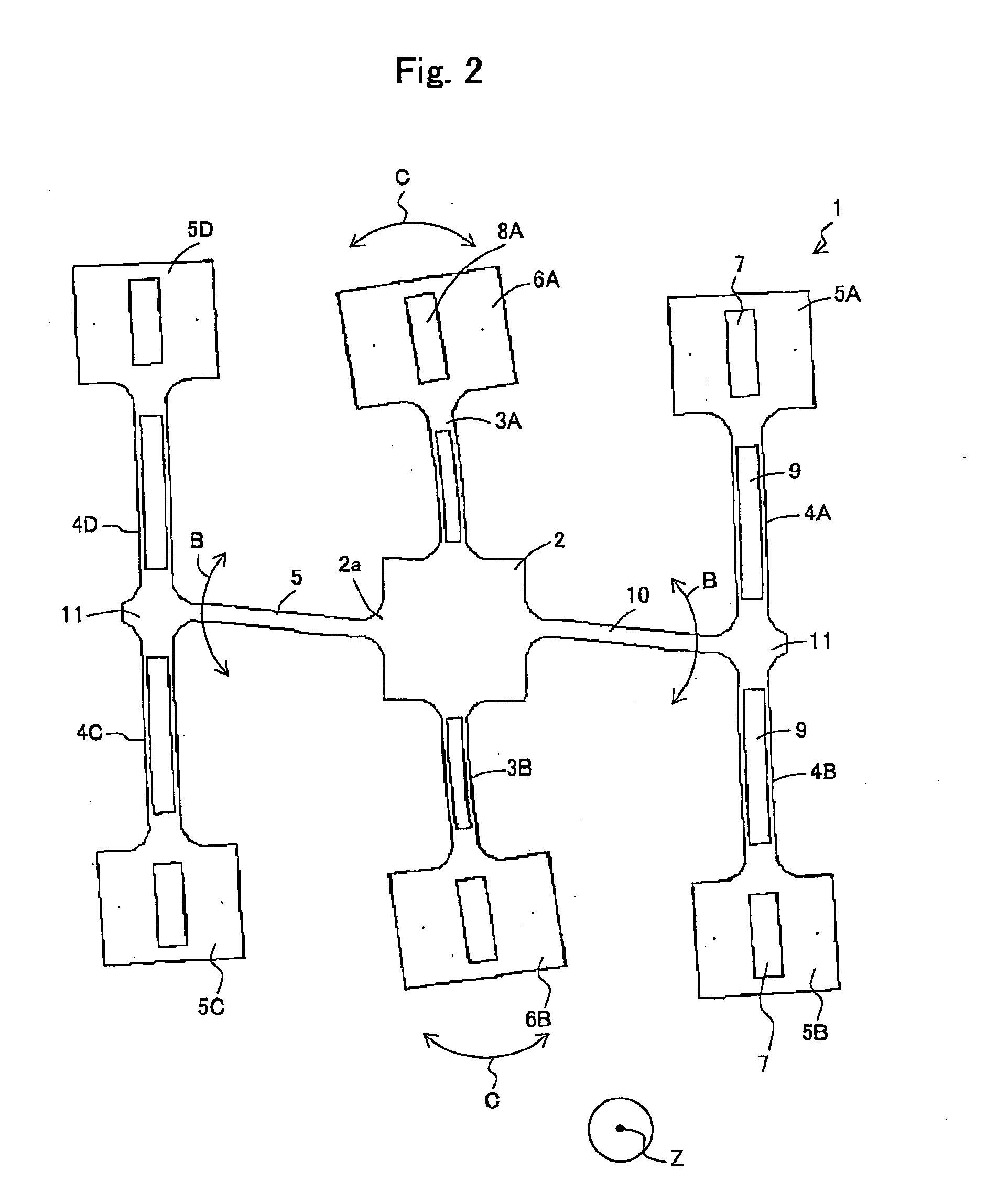 Structures for supporting vibrators and devices for measuring physical quantities