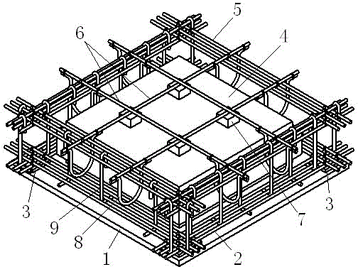 Anti-floating construction technology and pouring mould structure of gypsum cavity mould boxes