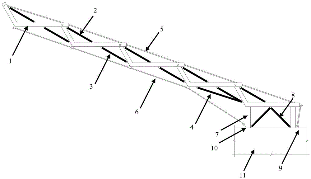 Series-tied-arch-type prestressed steel structure cantilever system