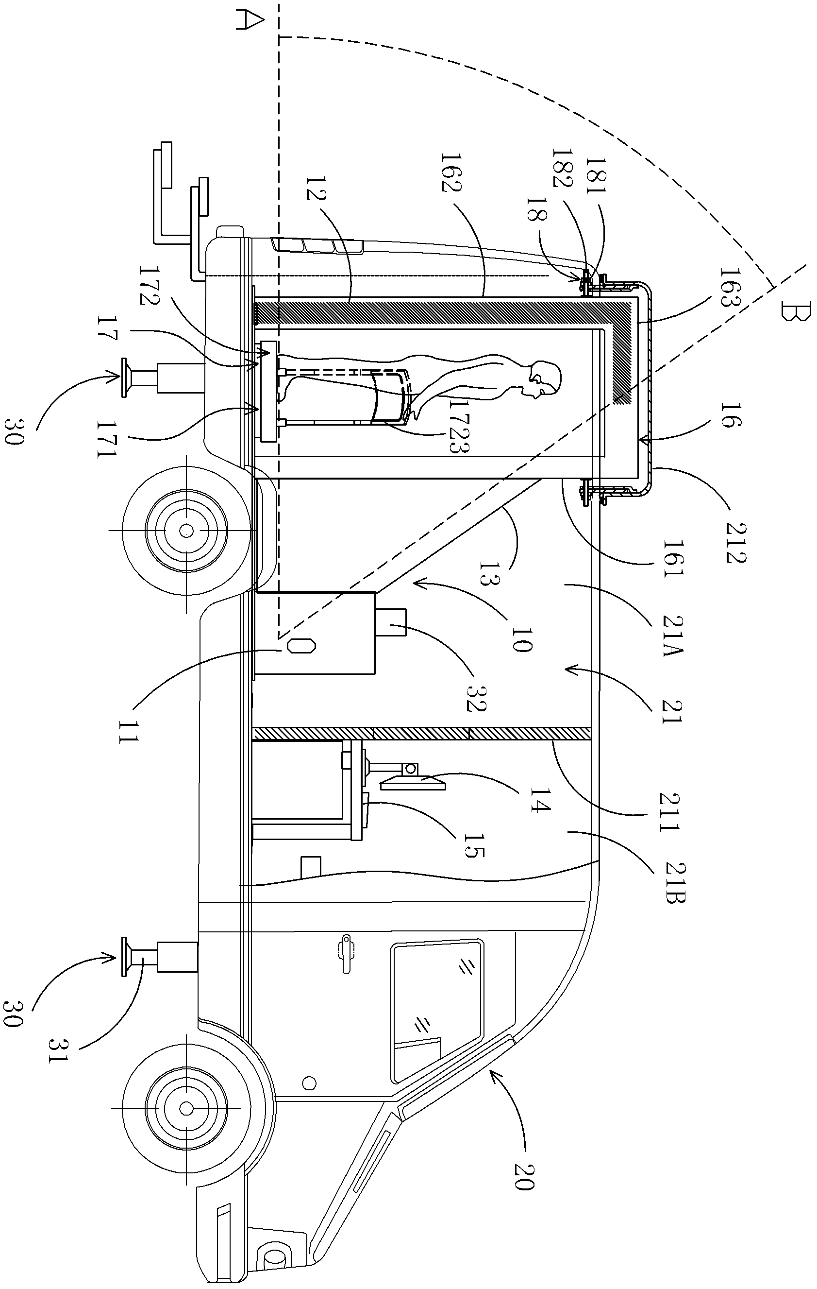 Movable X-ray human body whole safety inspection system