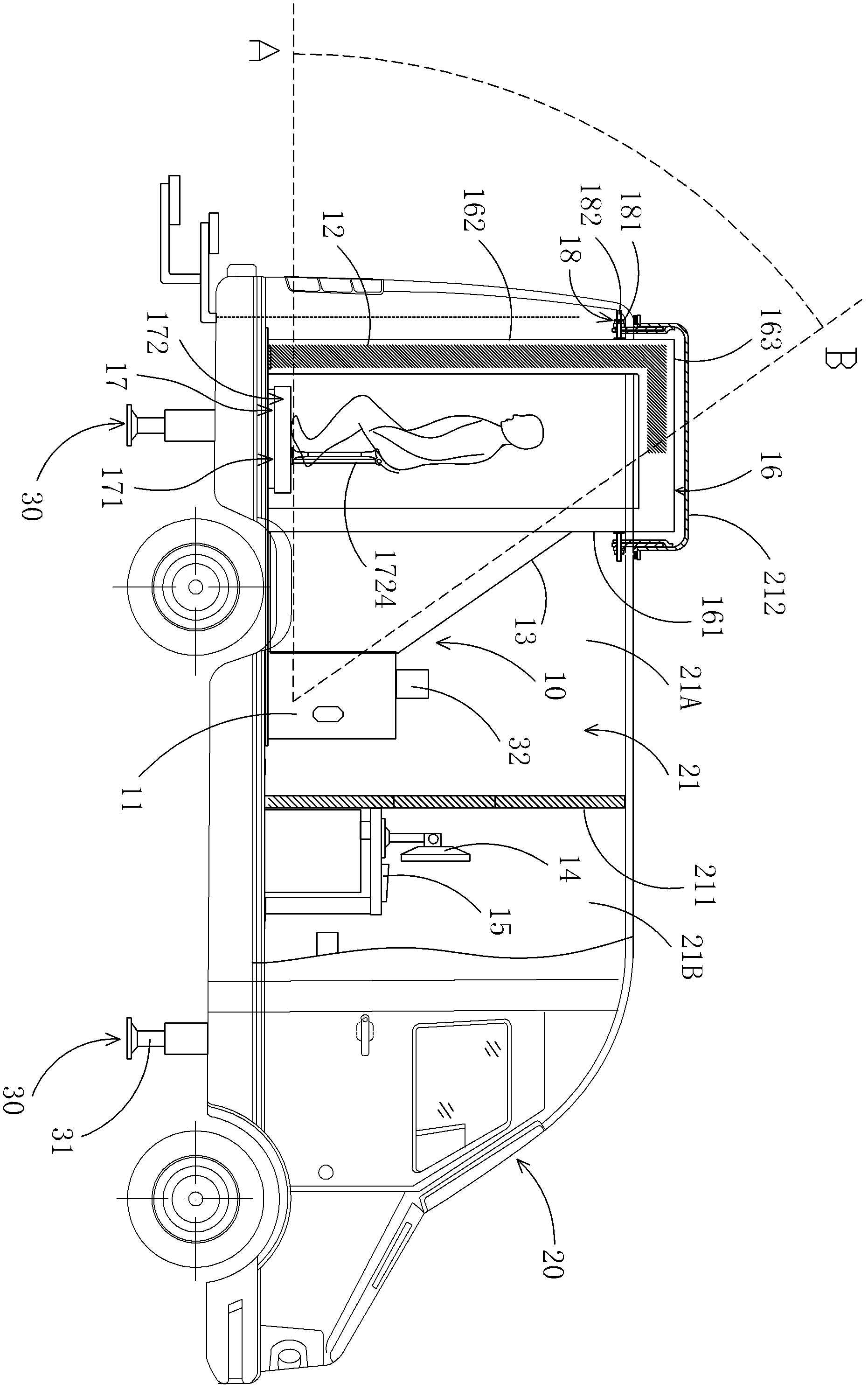 Movable X-ray human body whole safety inspection system