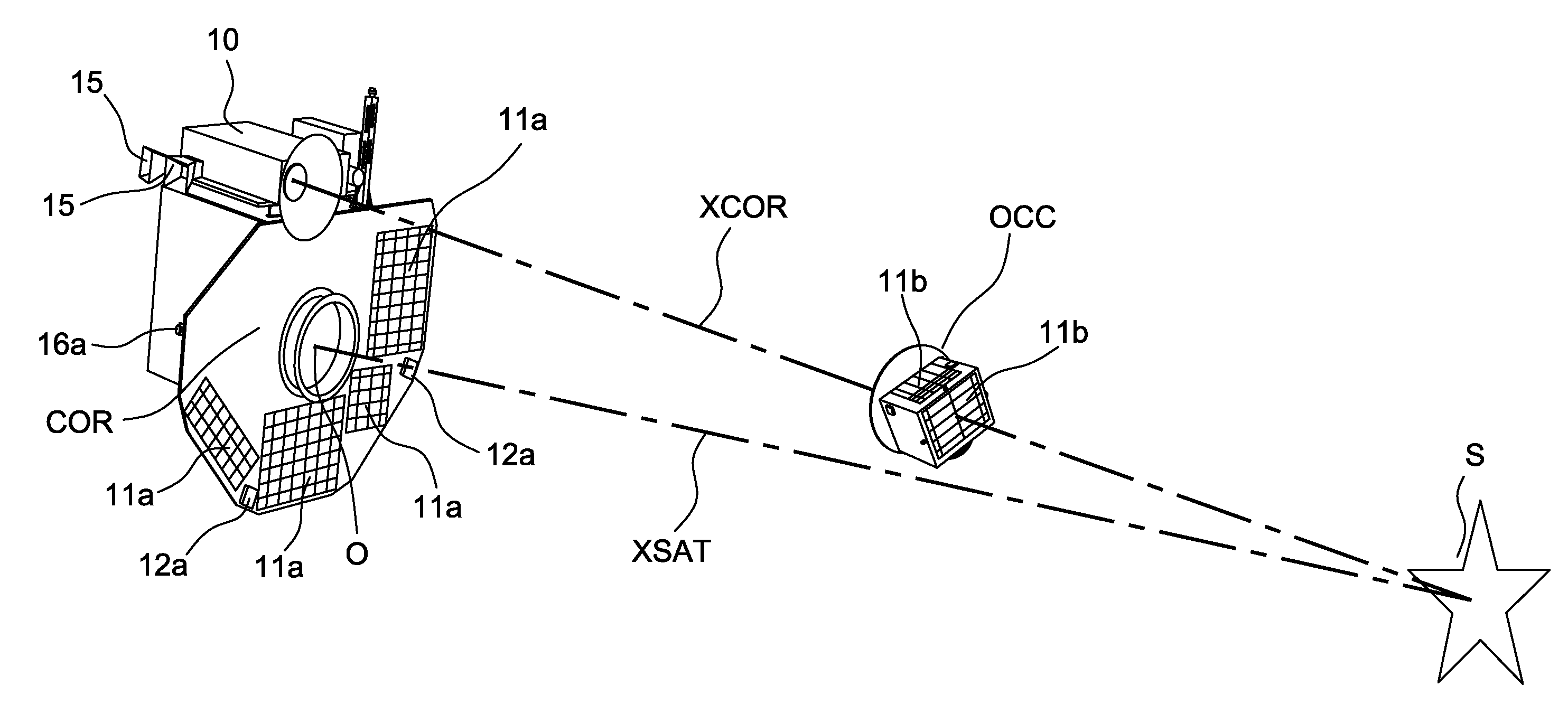 Formation flight device intended for a solar coronagraphy mission