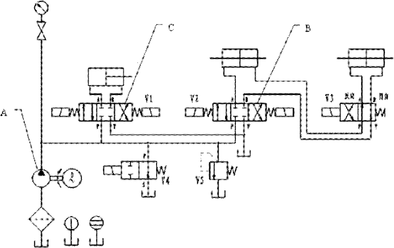 Hydraulic system for three-degree-of-freedom vehicle wheel clearance detecting table