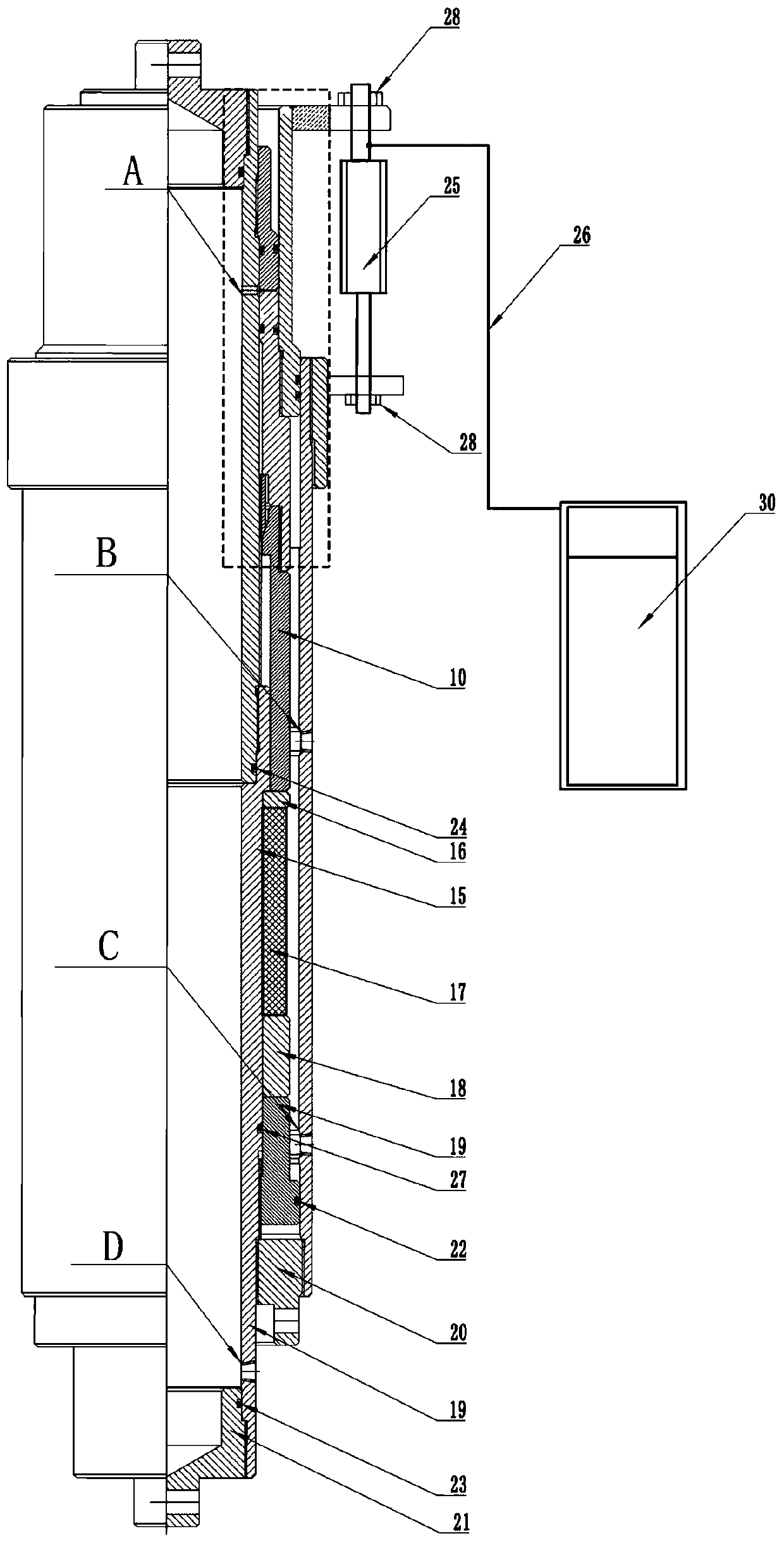 Performance test device for visual packer rubber cartridge