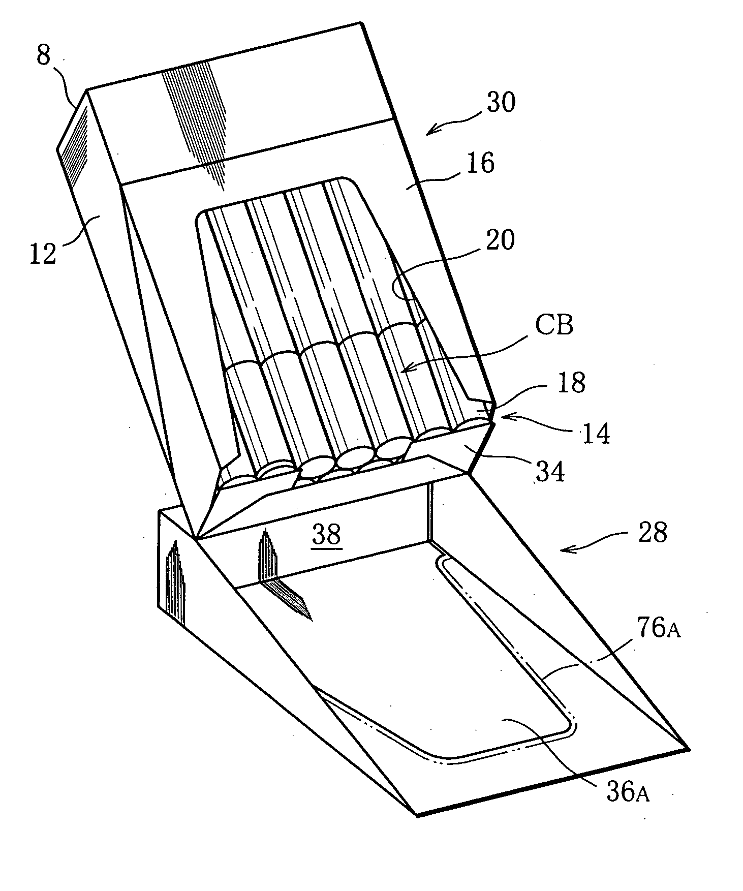 Hinged-lid pack for rodlike smoking articles and blank for the pack