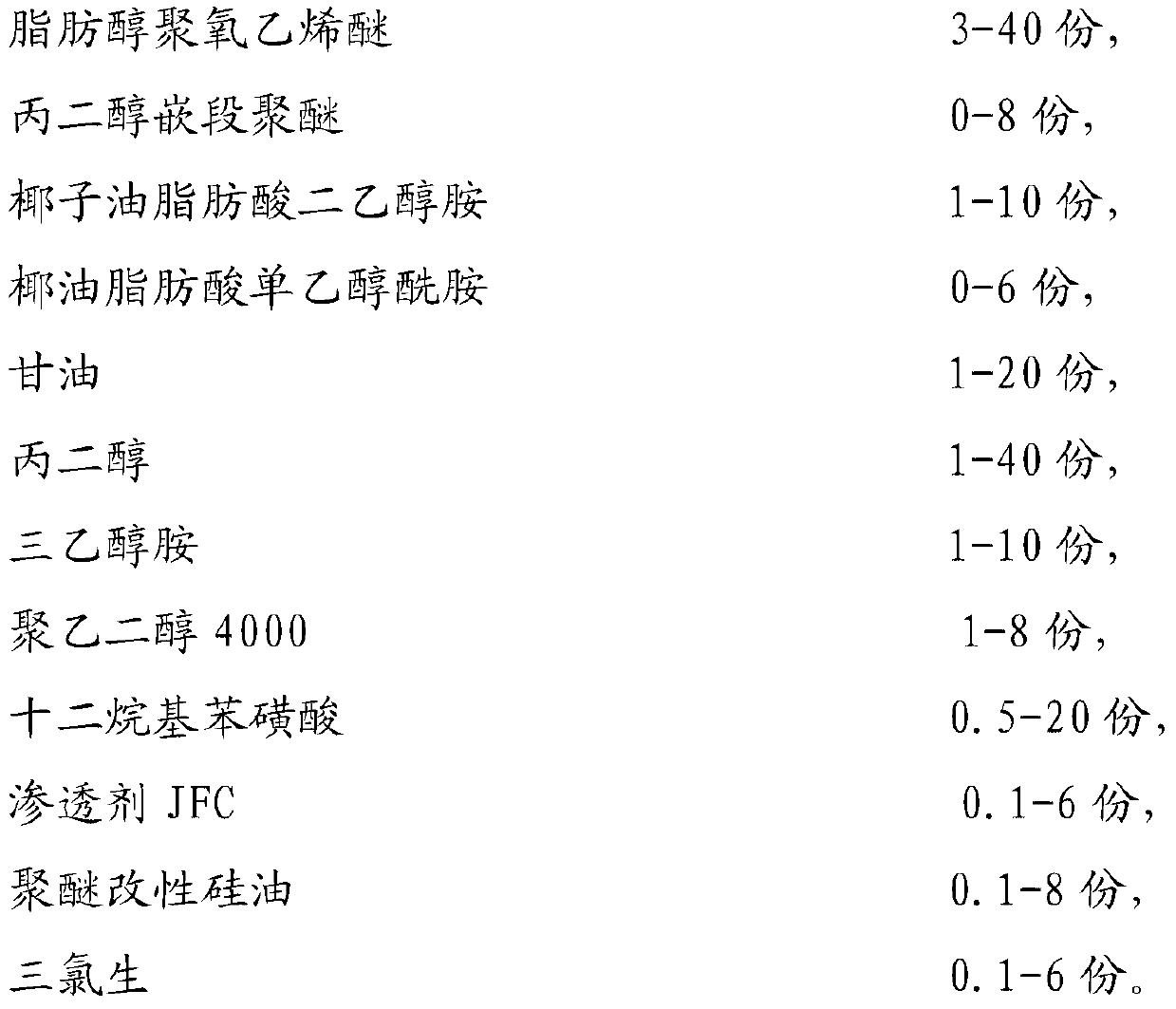 Non-water-based high-active-substance-content clothing detergent, preparation method thereof and packaging bag therefor