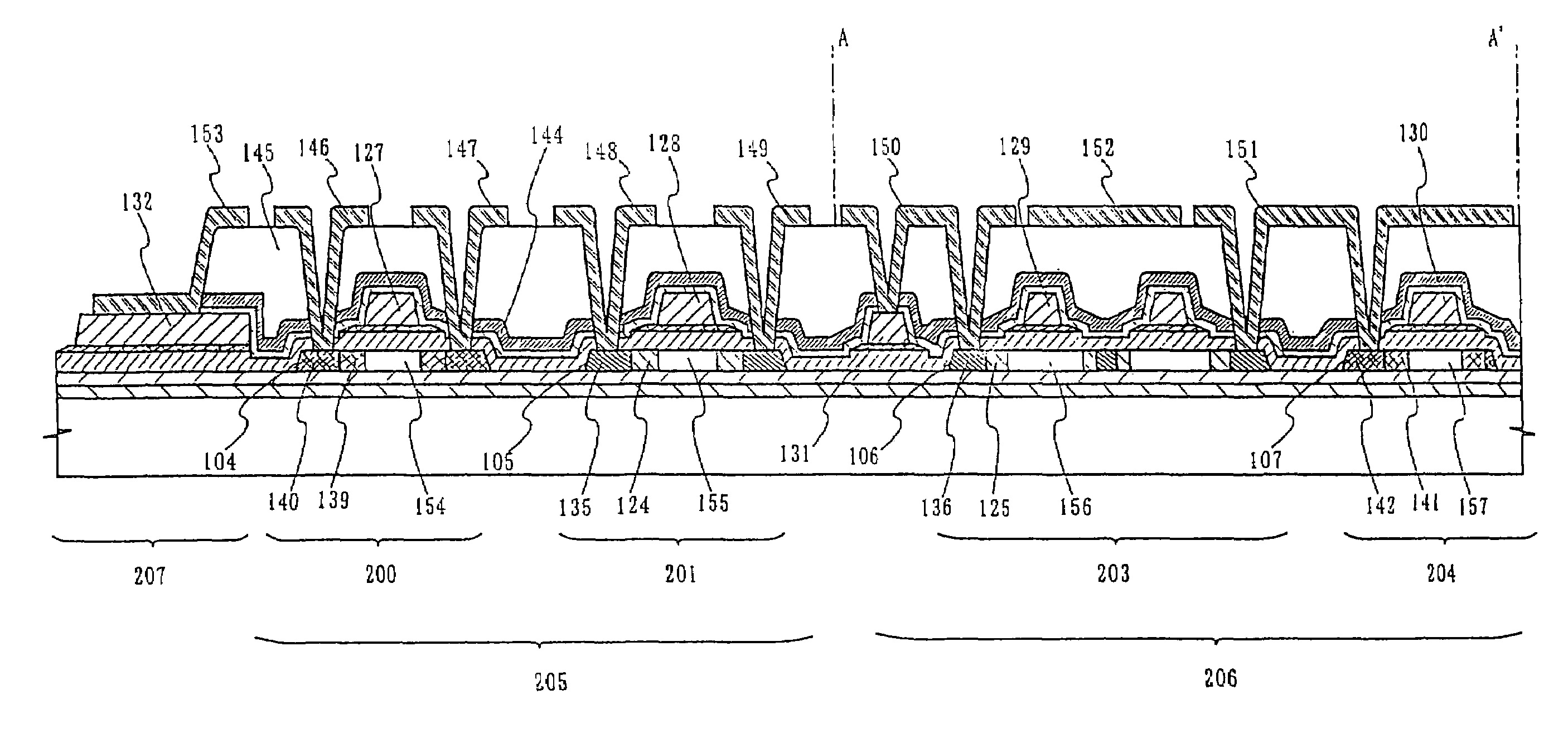 Display device having driver TFTs and pixel TFTs formed on the same substrate