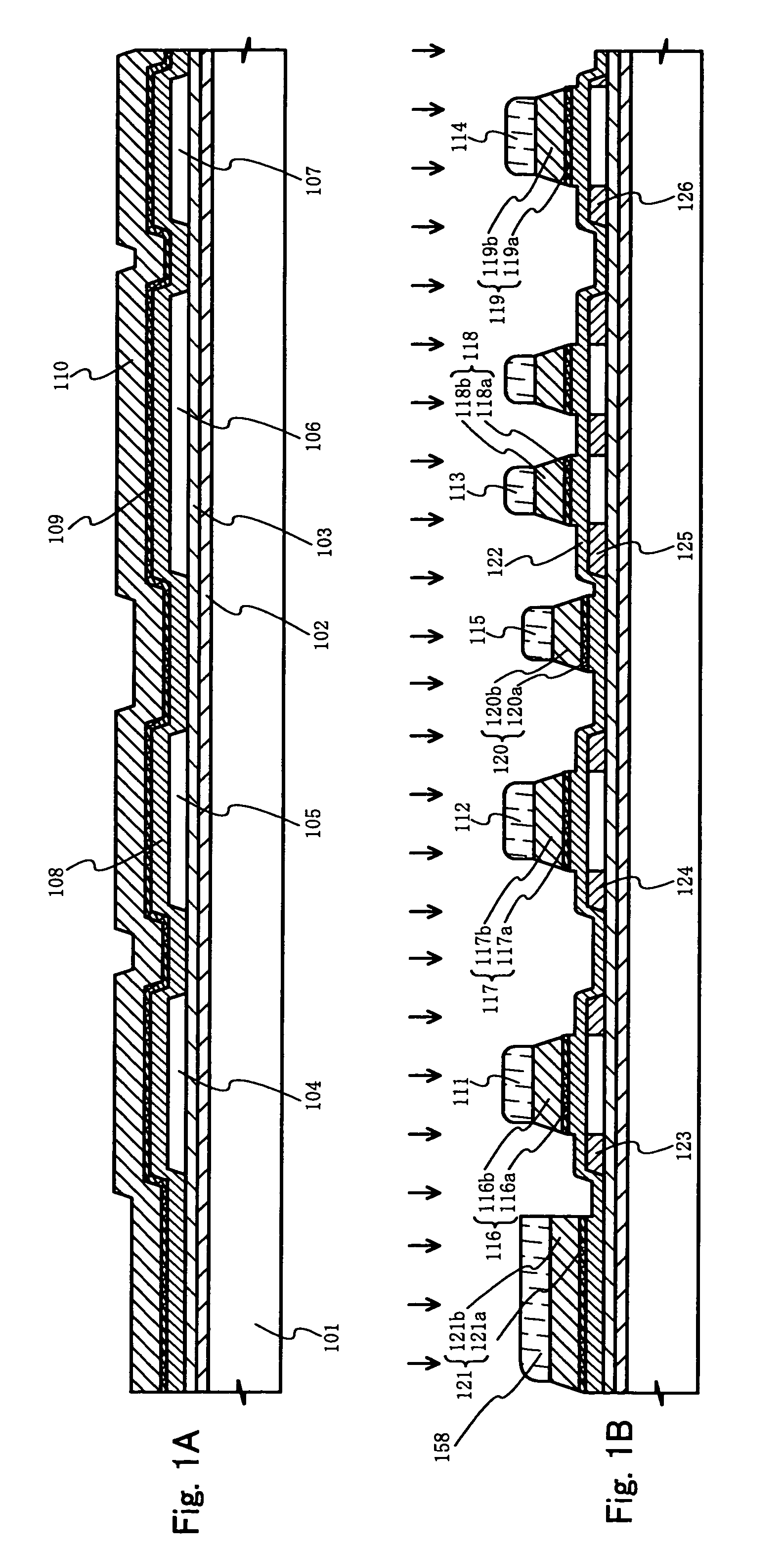 Display device having driver TFTs and pixel TFTs formed on the same substrate