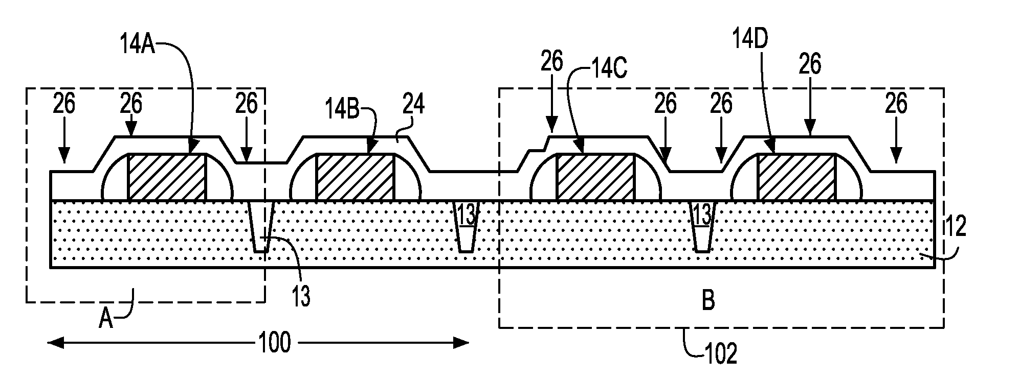 Structure of static random access memory with stress engineering for stability