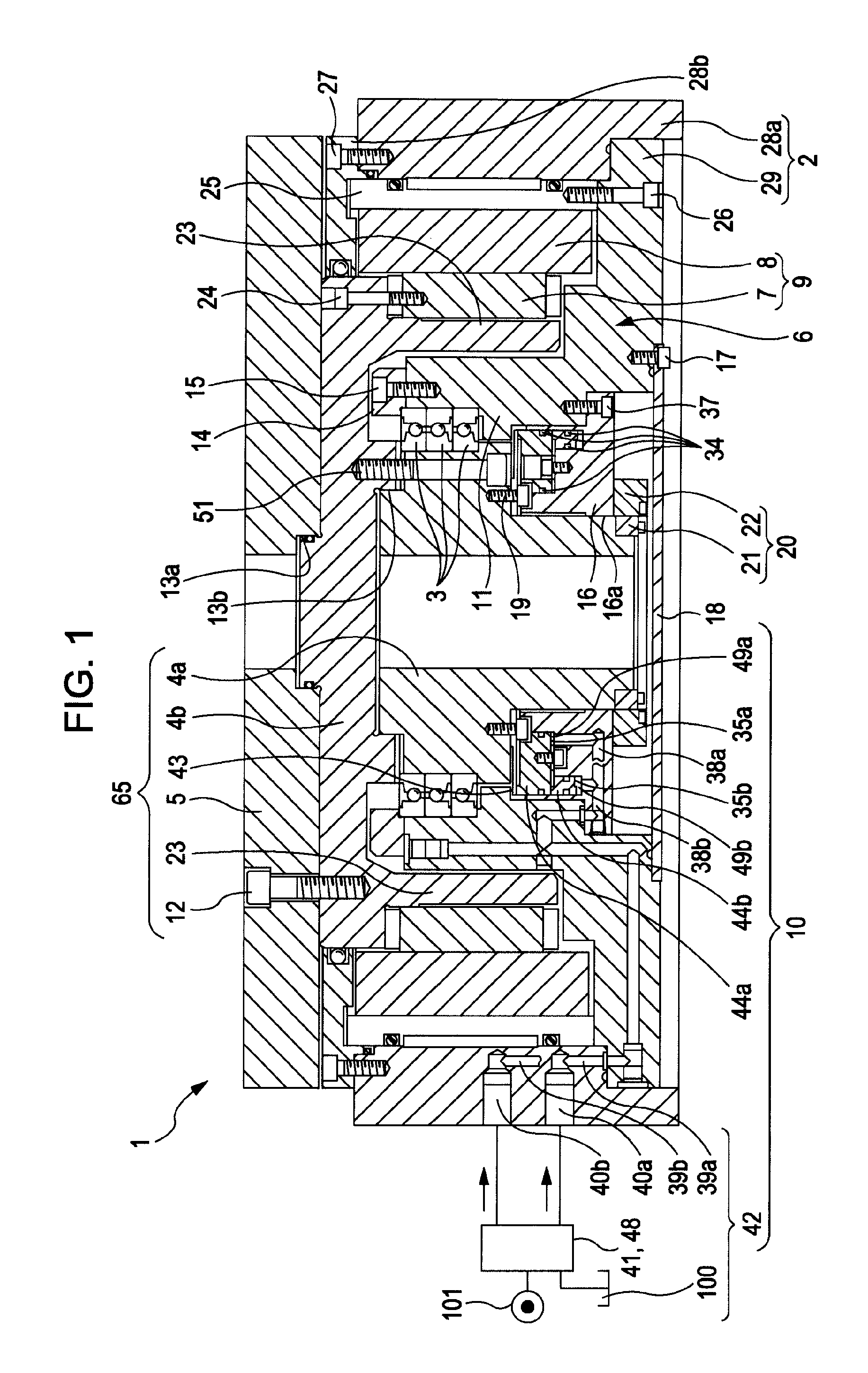 Clamping device in main shaft driving device for machine tool