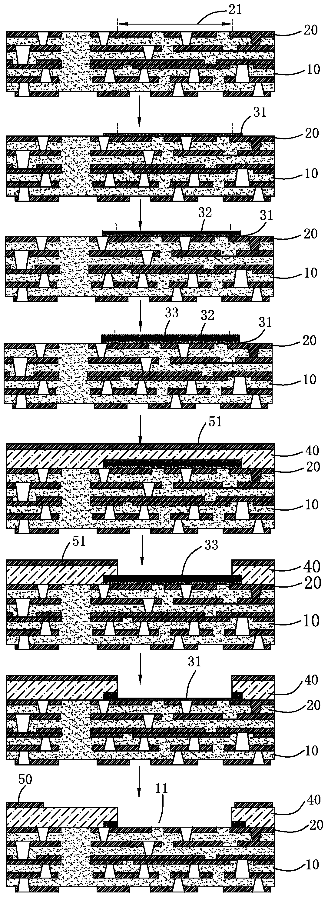 Open cavity processing method for protecting PCB inner line by wet film