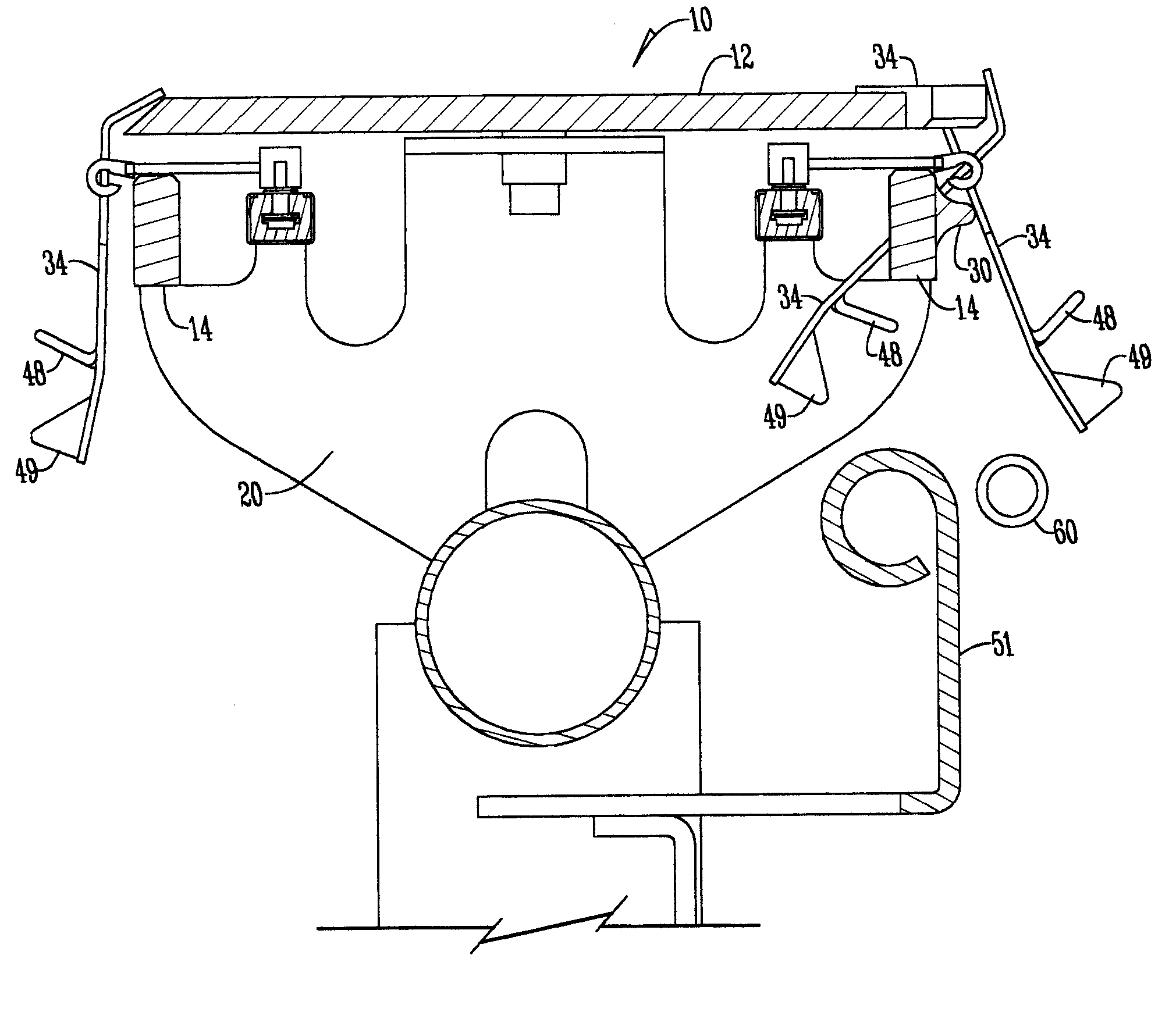 Conveyor system with pivotable hooks