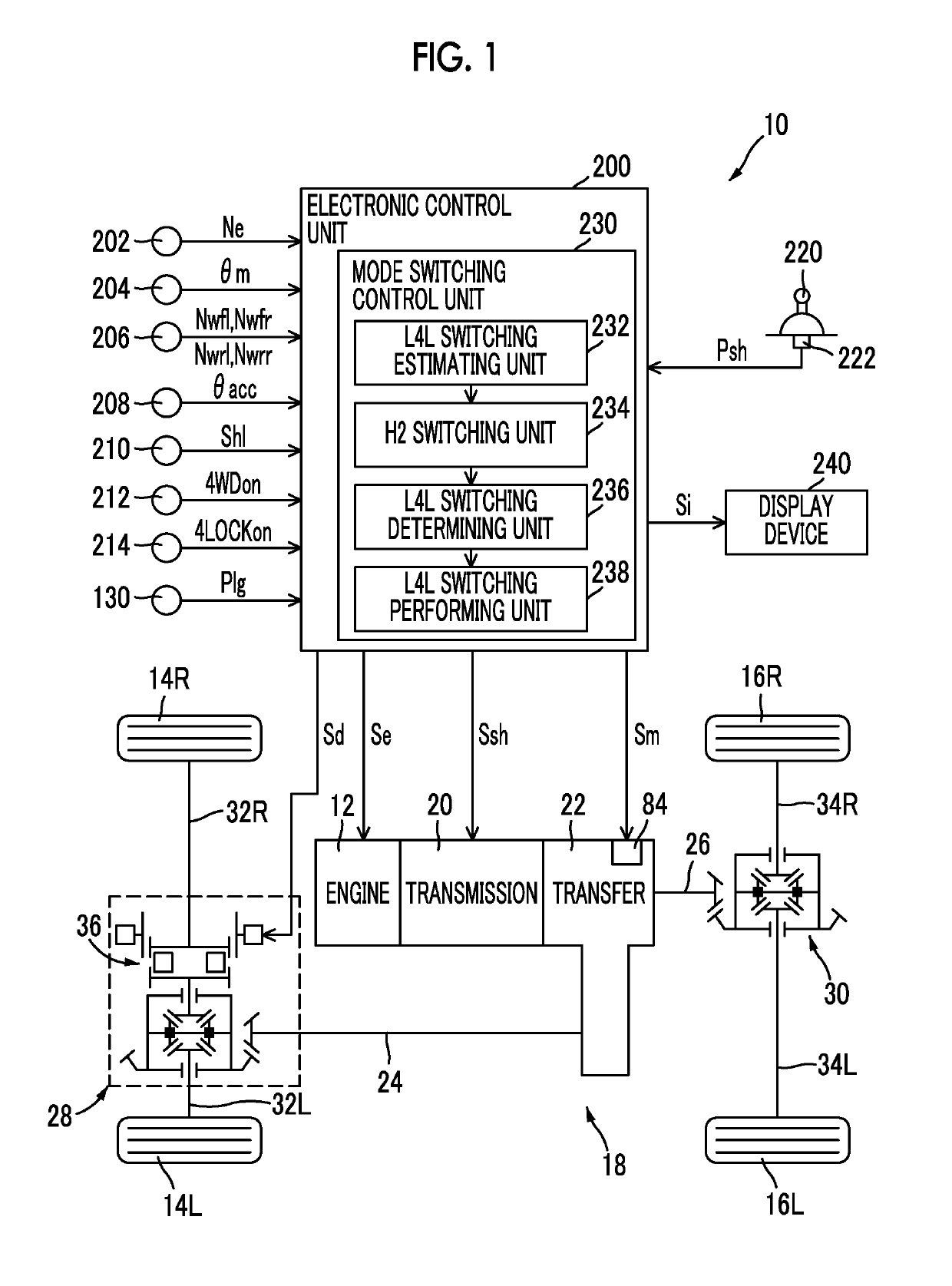 Control device for four-wheel-drive vehicle and control method for four-wheel-drive vehicle