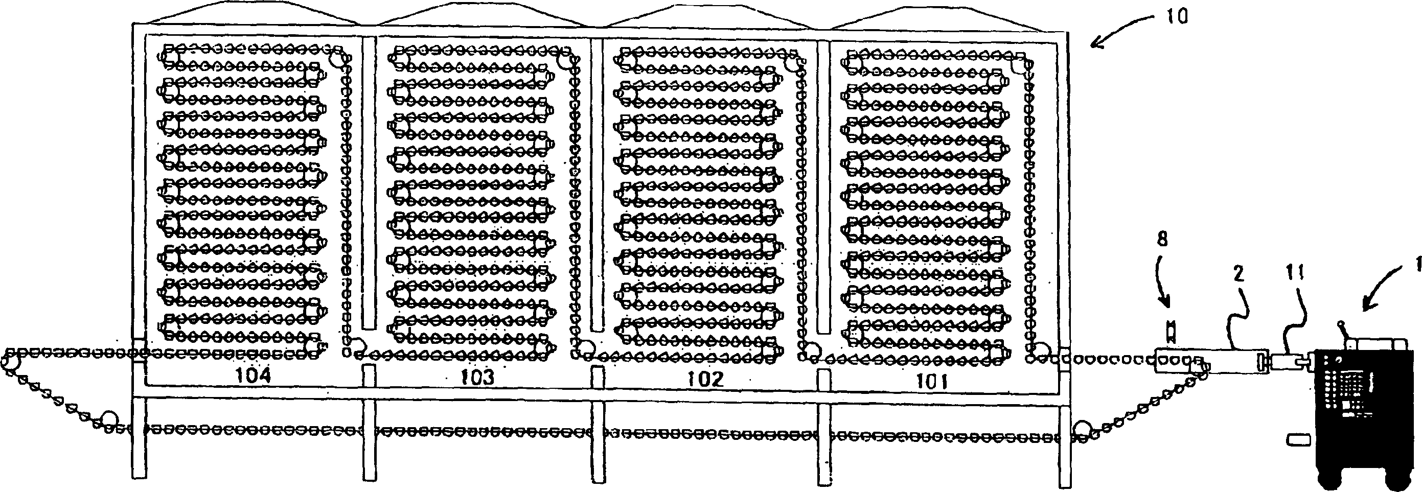 Apparatus for molten cutting off connecting portions of serial sausages