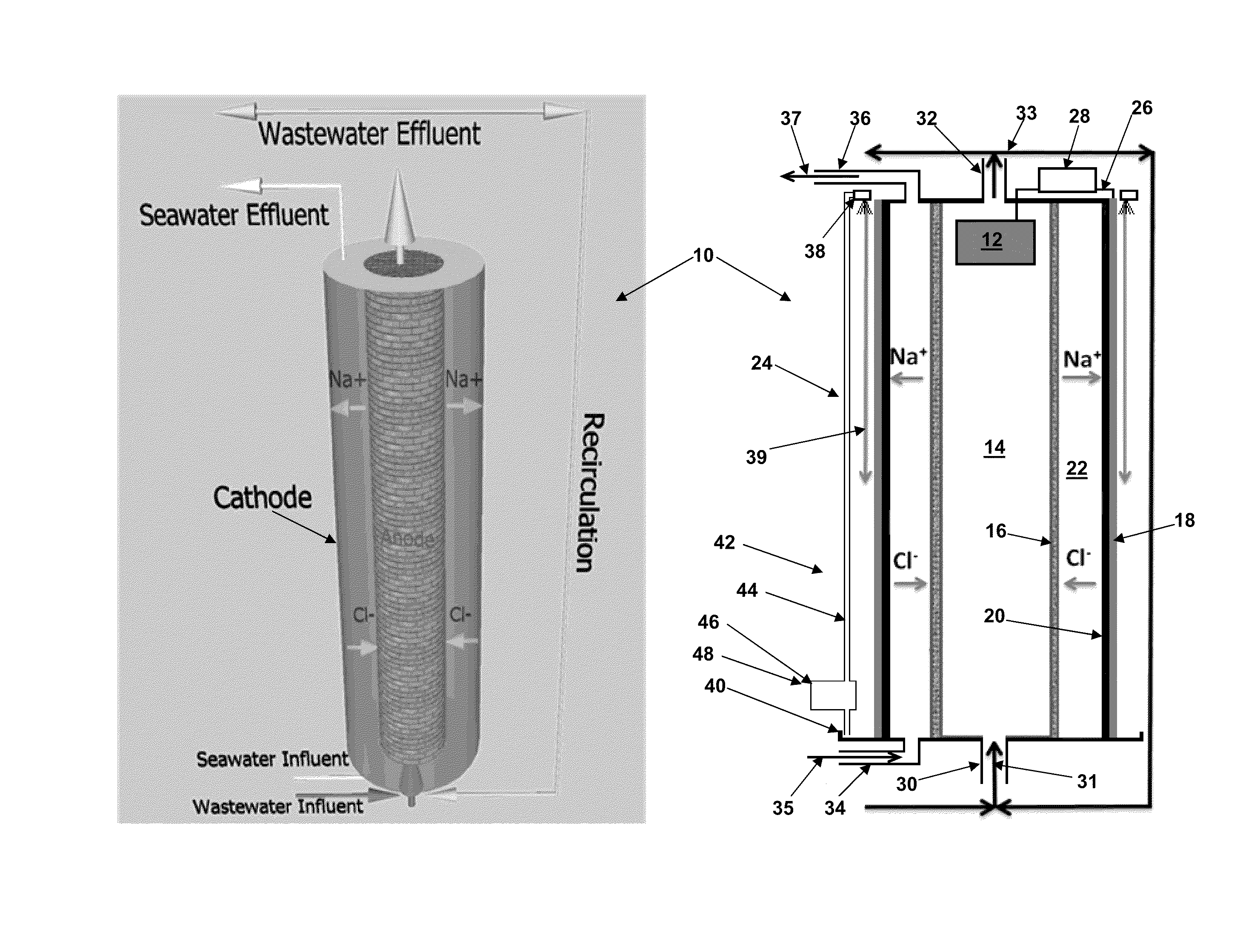 Microbial desalination cells