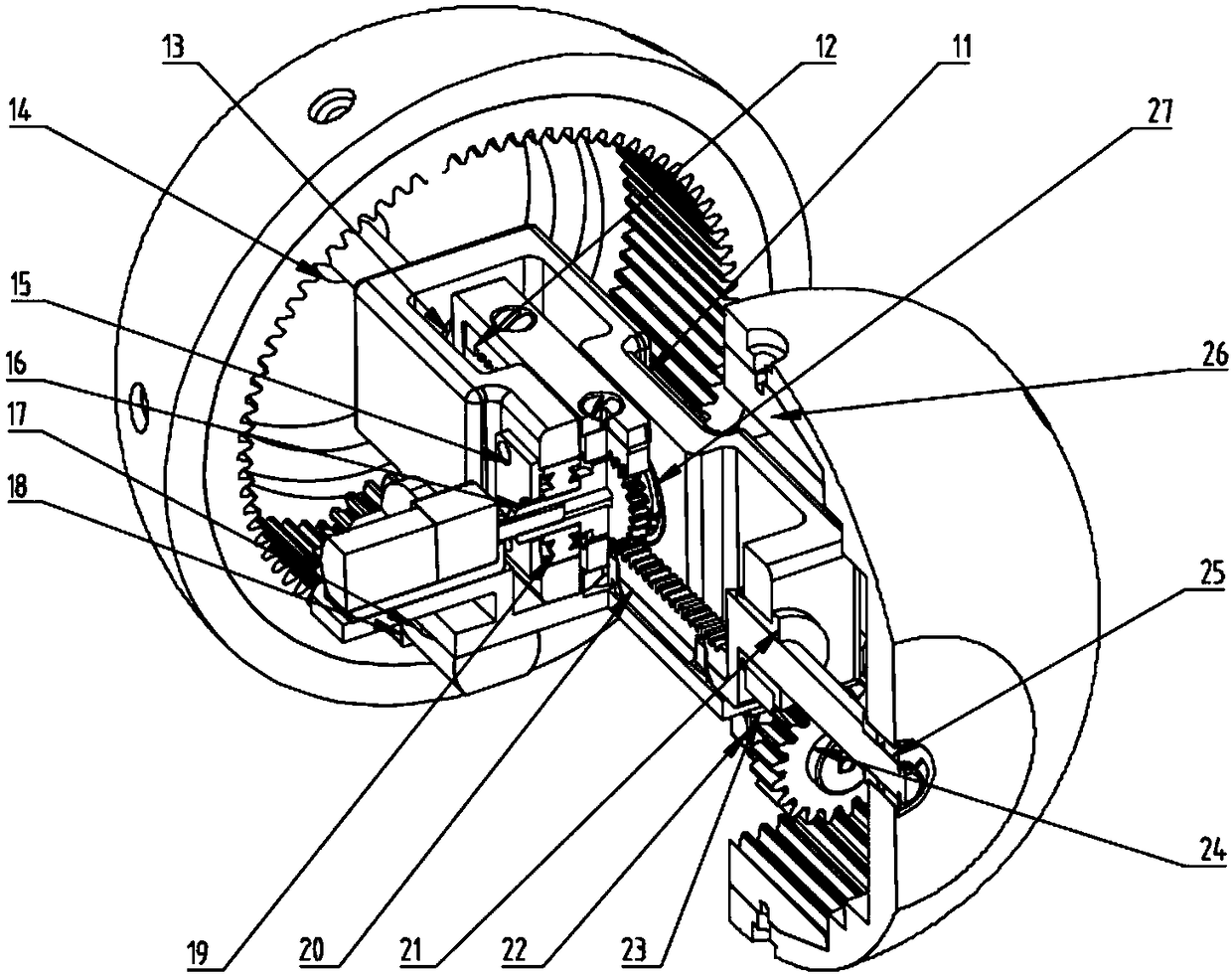 Pipeline inspection robot based on reducing of gear rack