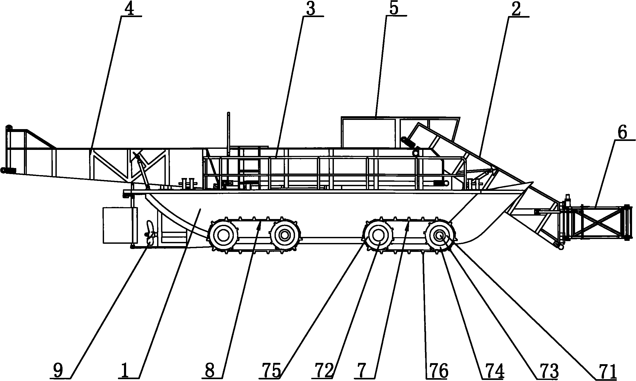 Amphibious full-automatic enteromorpha prolifera collection boat