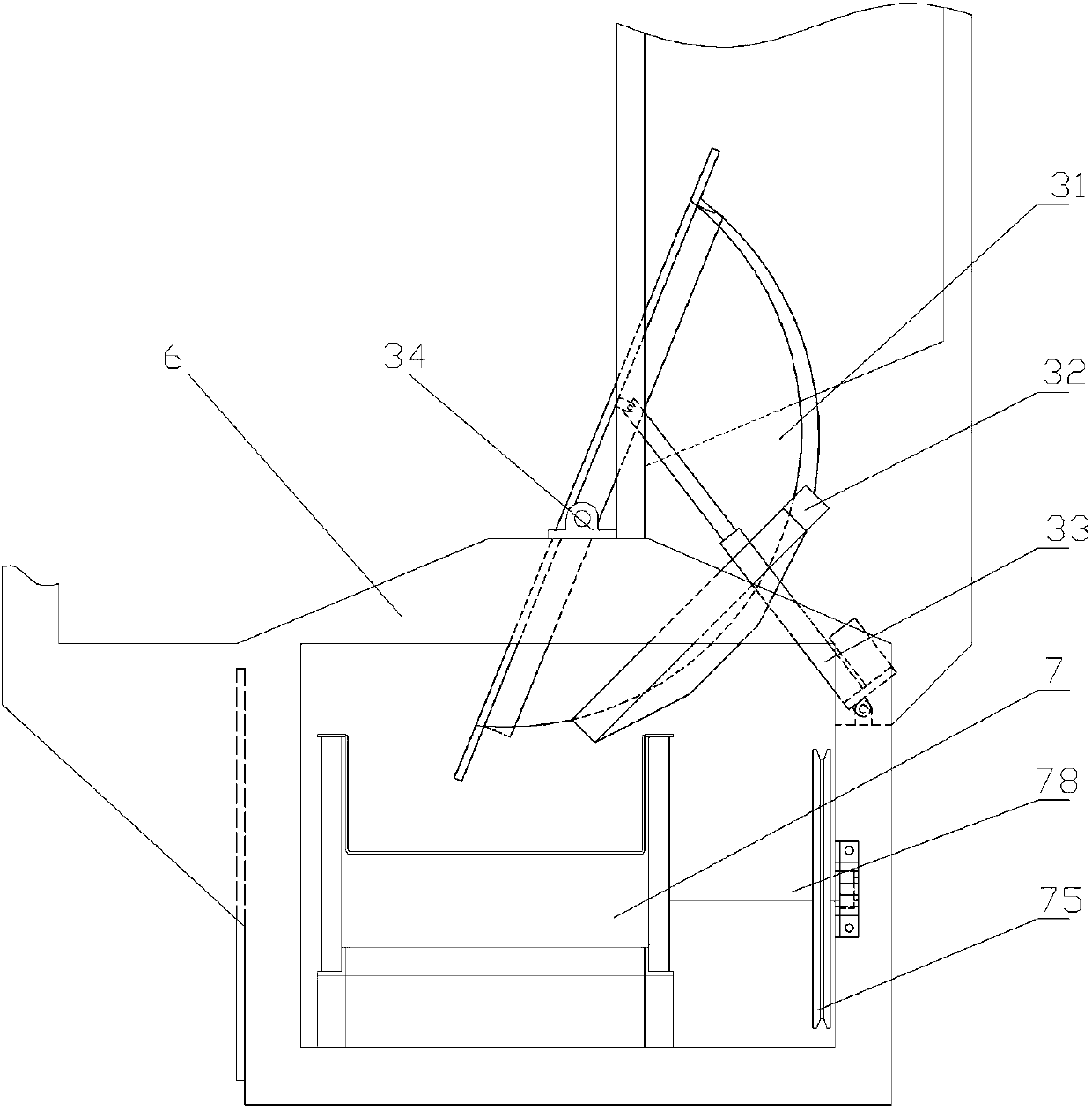 Automatic discharger of tea leaf firing machine