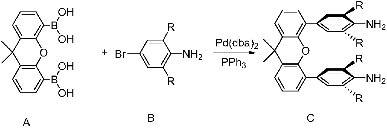 Binuclear xanthene bridging amino-pyridine nickel catalyst and preparation method and application thereof