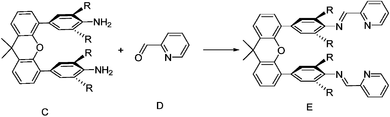 Binuclear xanthene bridging amino-pyridine nickel catalyst and preparation method and application thereof