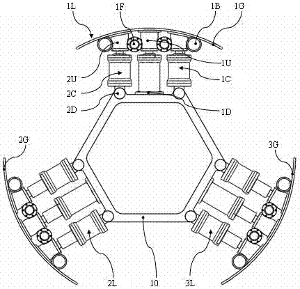 Self-adapting three-foot parallel type TBM support with three-foot parallel supporting legs