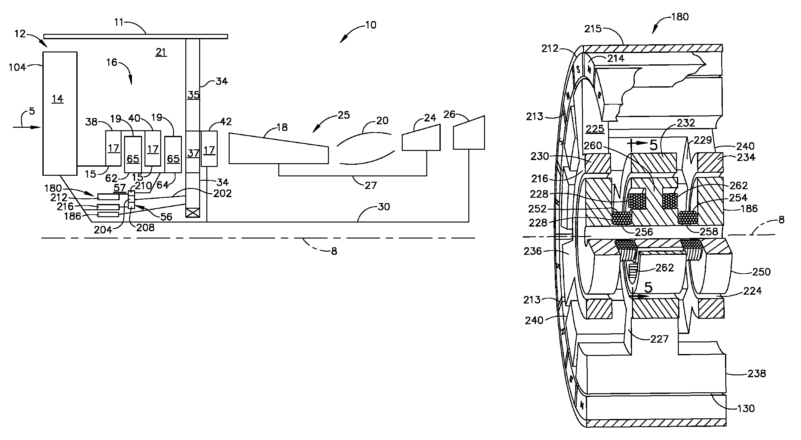 Aircraft gas turbine engine counter-rotatable generator