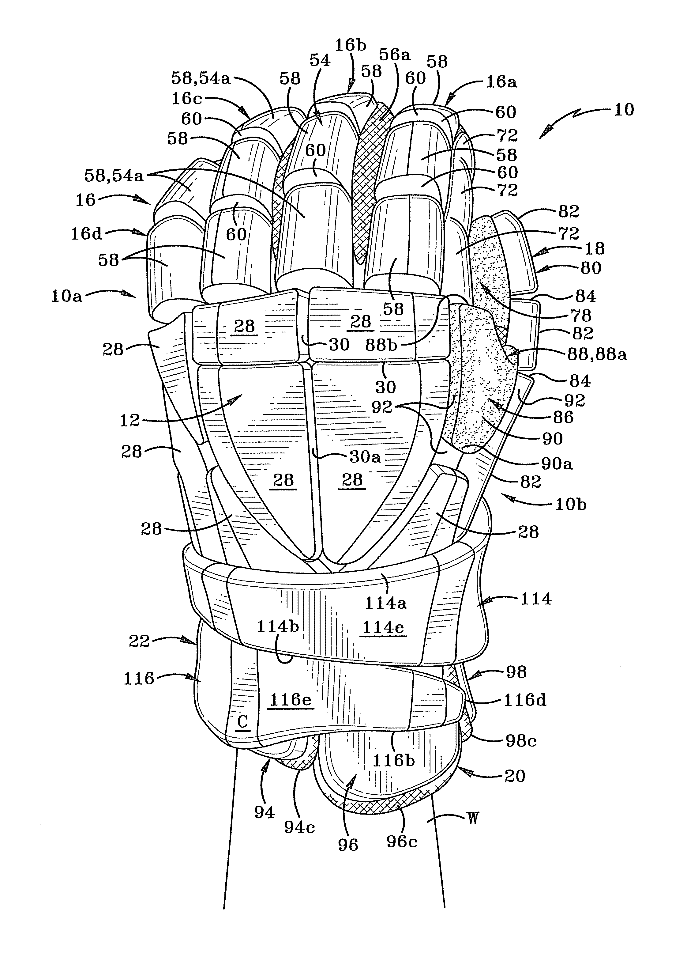 Sports glove with an elastically joined palm