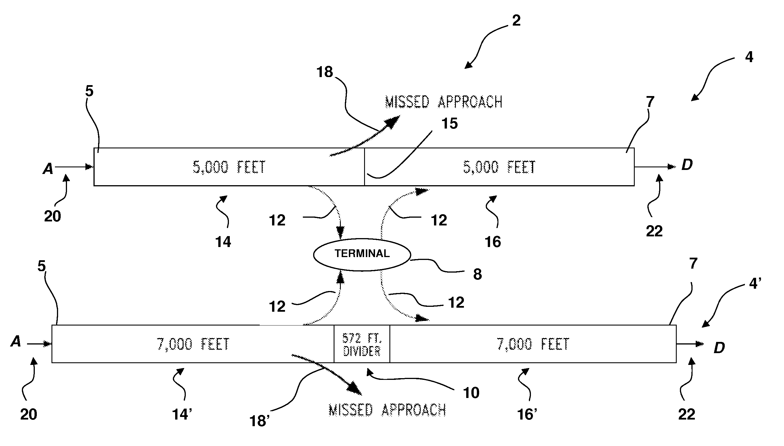 Safe runway aircraft arrival and departure system using split runway design