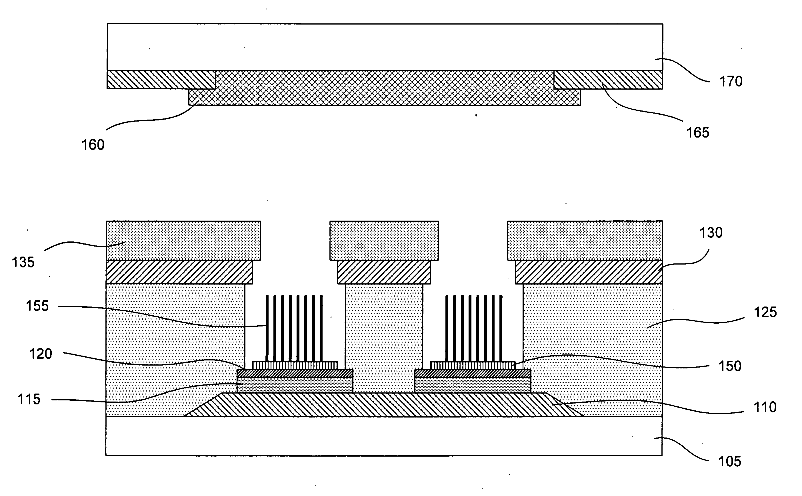 Emitter structure with a protected gate electrode for an electron-emitting device