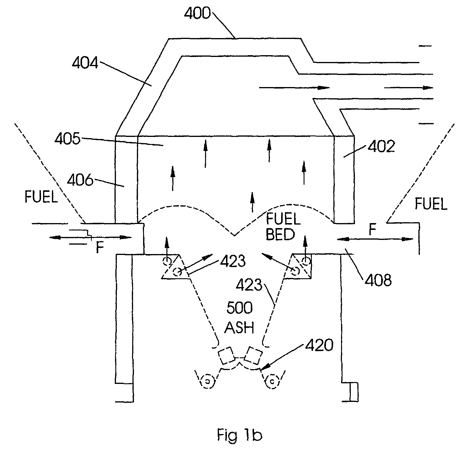 Side feed/centre ash dump system