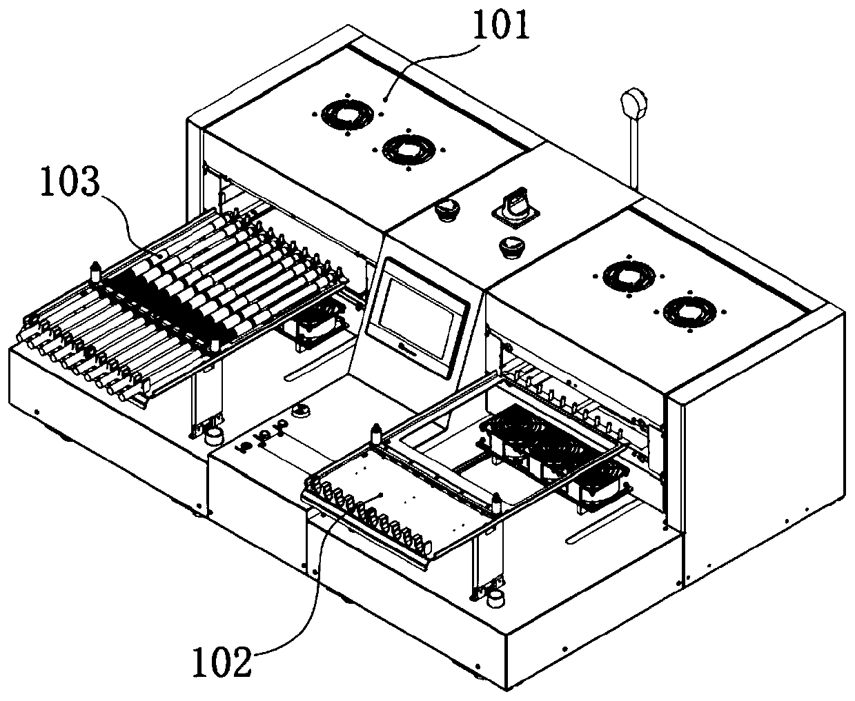 Multi-position synchronous thermal shrinkage wiring harness thermal shrinkage equipment, integrated device and method