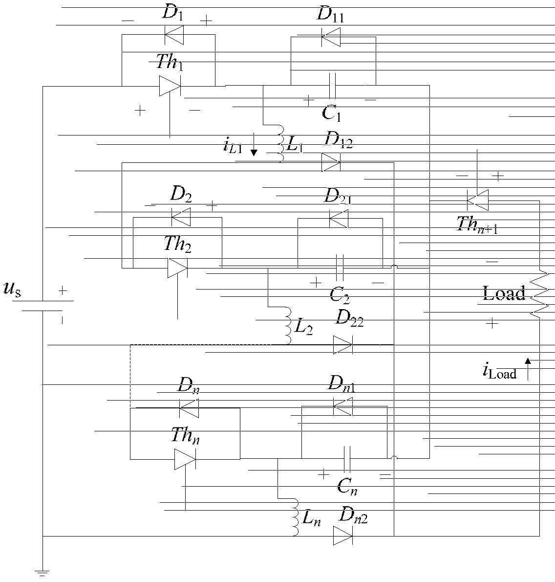 Inductance energy storage type pulse power supply used for electromagnetic emission