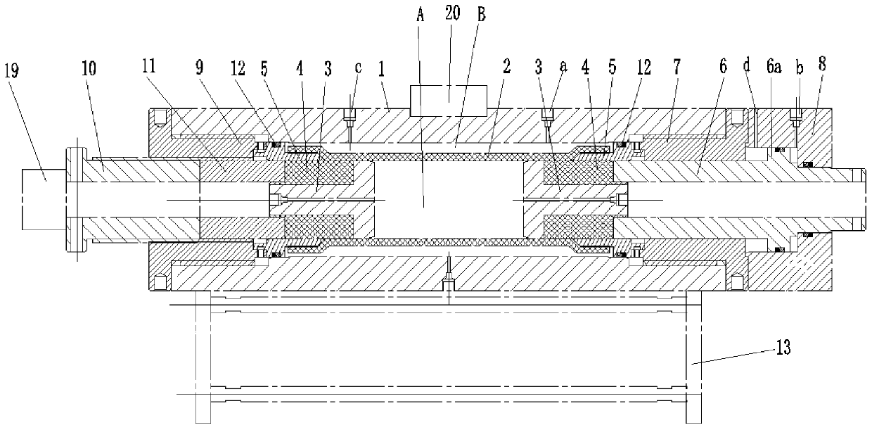 Comprehensive testing device and method for coal bed strain, seepage, displacement and flow jetting