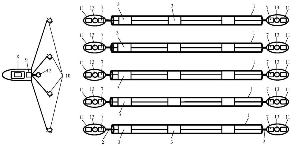 Deep-sea seismic data acquisition towing cable based on deep-sea robot and acquisition method