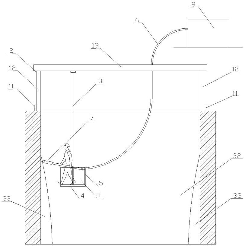 Open caisson inner edge angle adding pit borrowing equipment and using method thereof