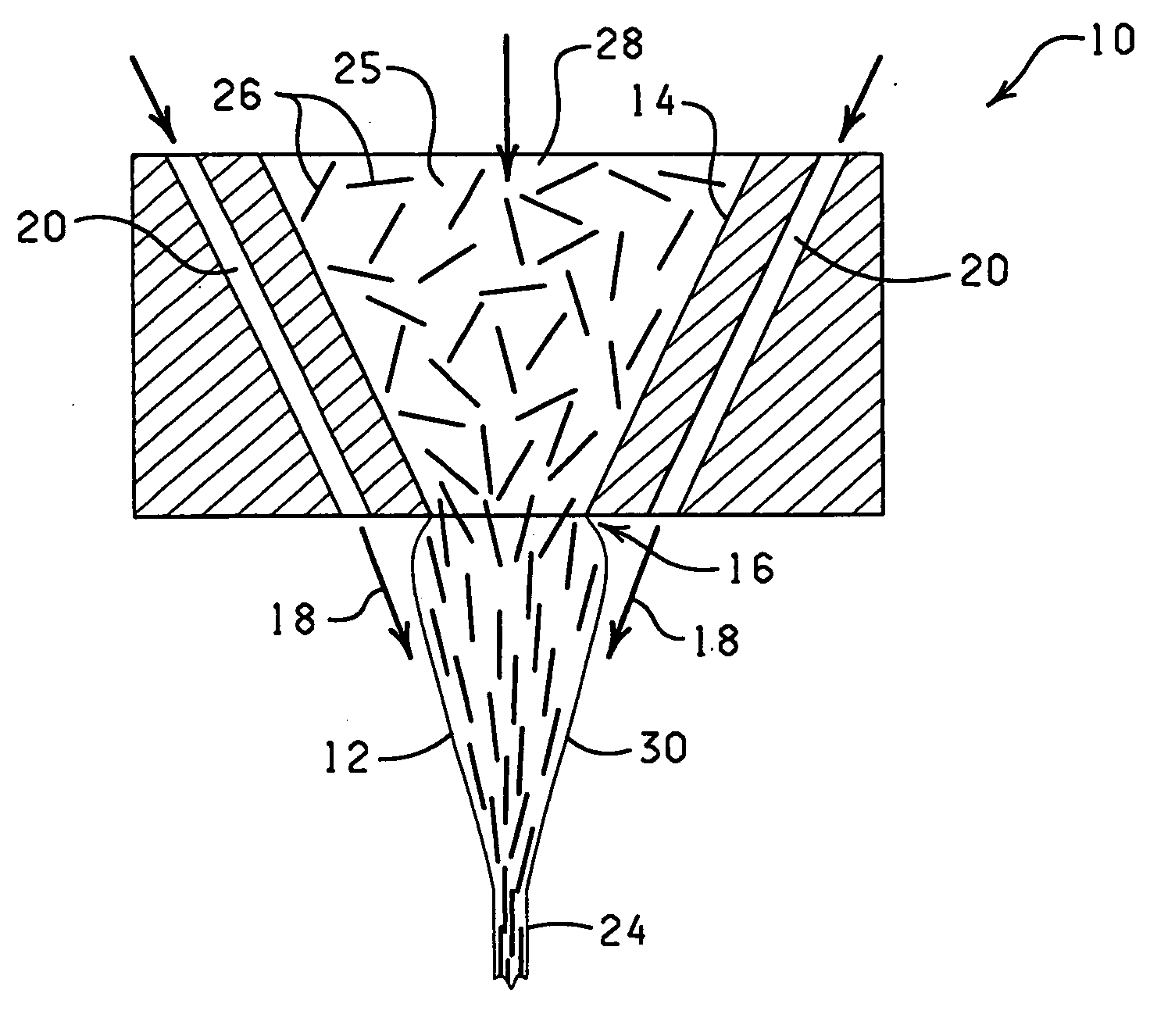 Method for forming a fibers/composite material having an anisotropic structure