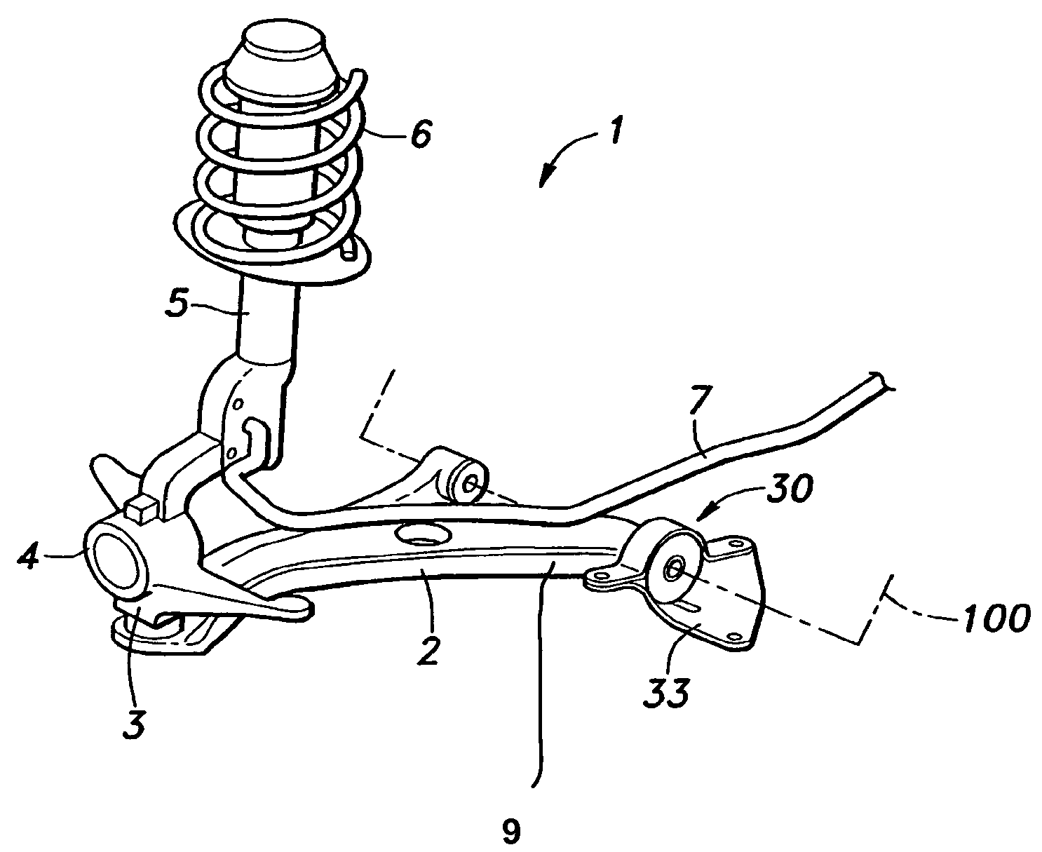 Suspension arm having a shaft projecting therefrom and method for press fitting the shaft into a bore of another member