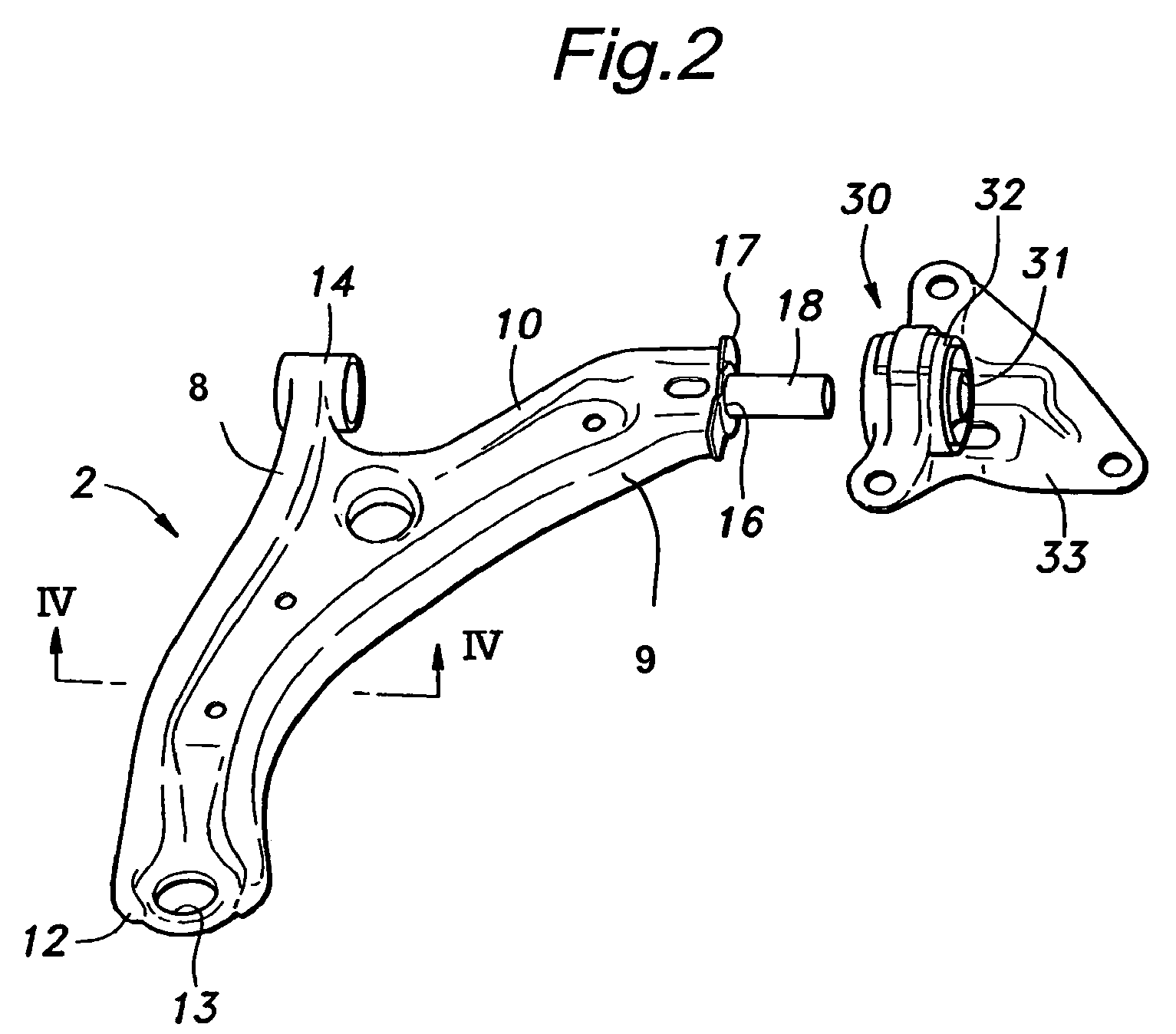 Suspension arm having a shaft projecting therefrom and method for press fitting the shaft into a bore of another member