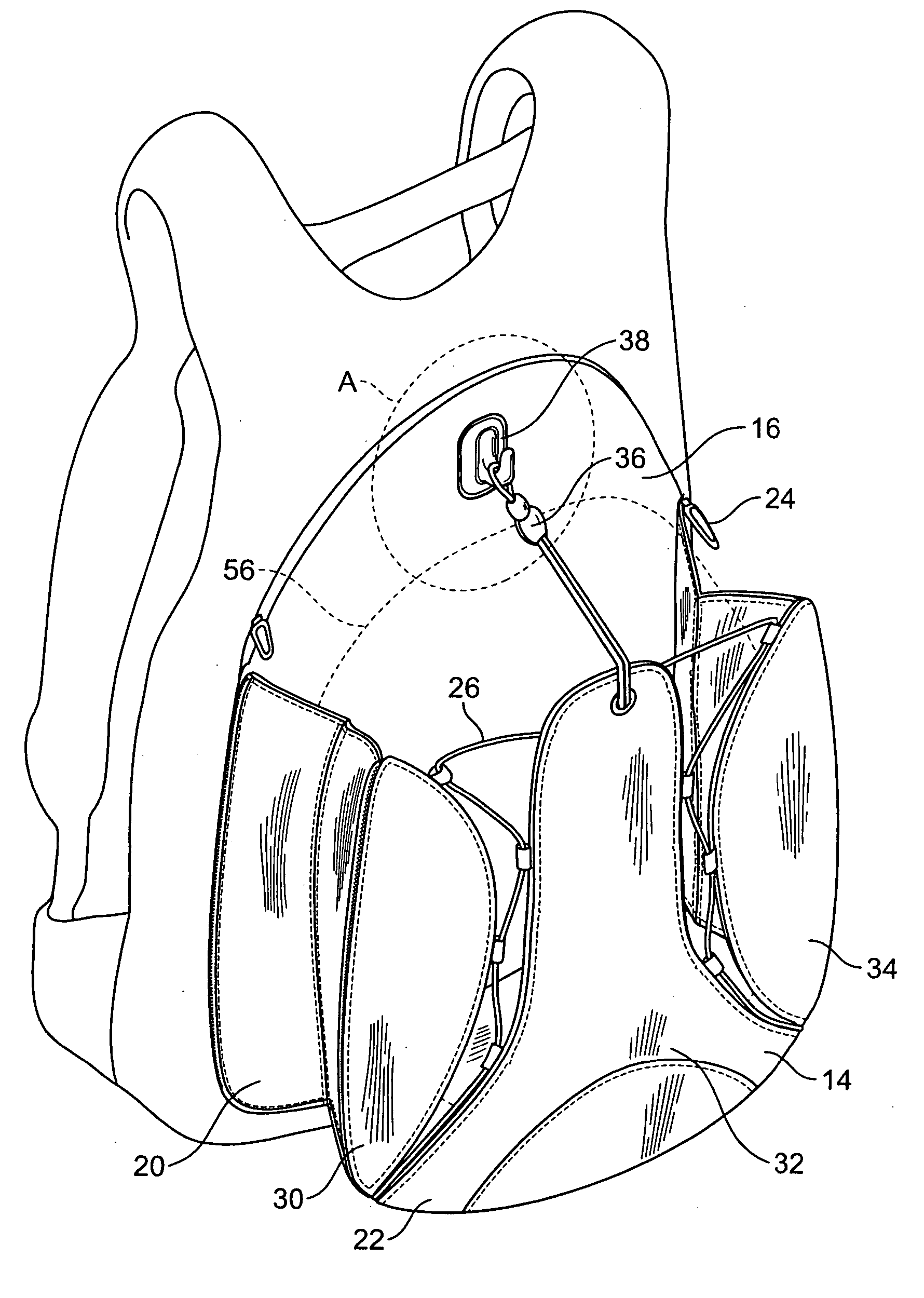 Backpack with expandable area