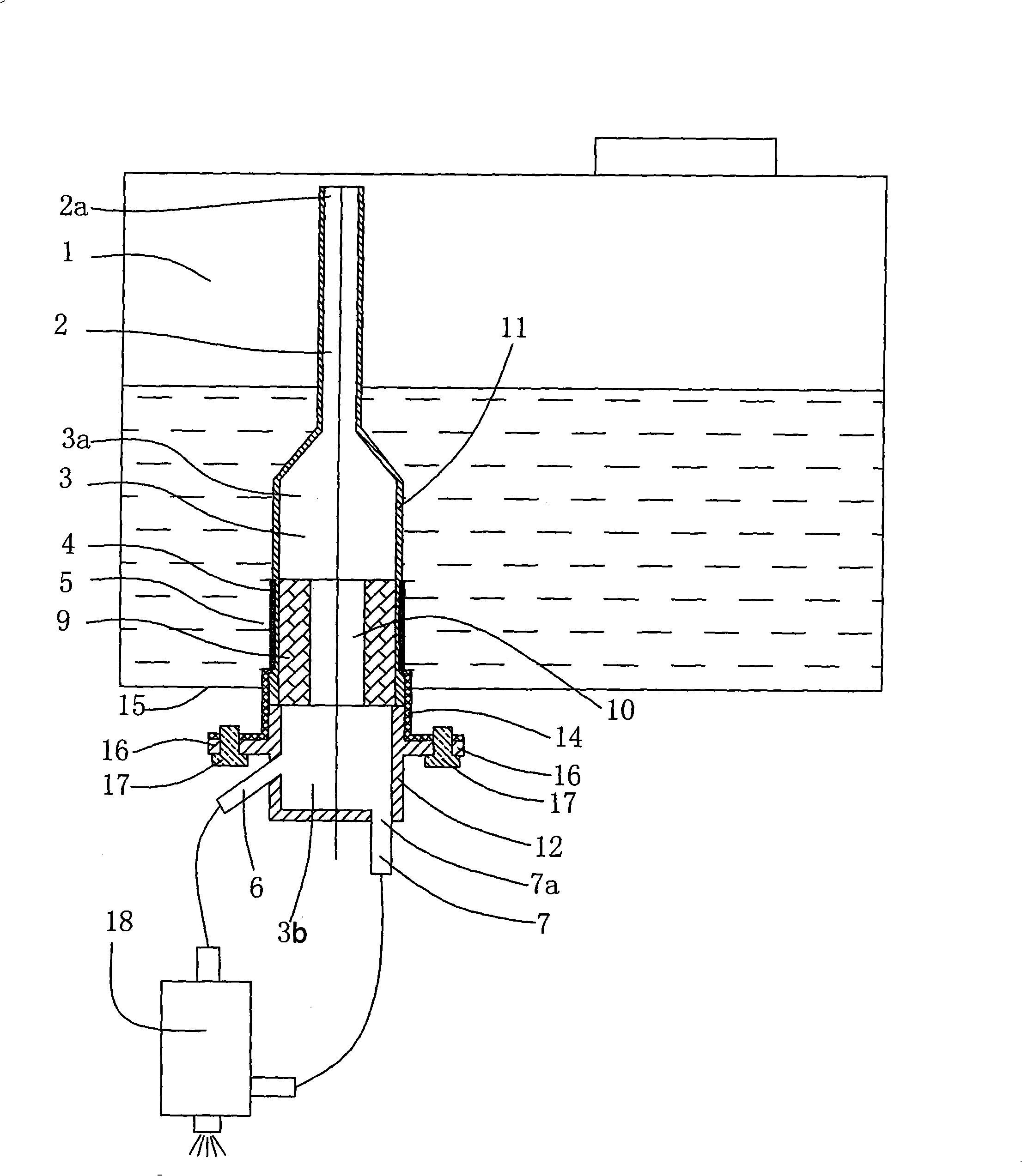 Filtrating type vapor-liquid separating device