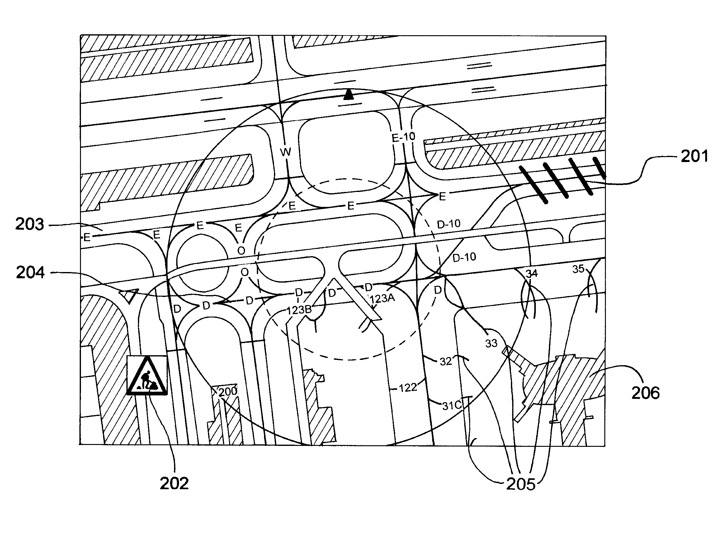 Device for assisting in the navigation of an aircraft in an airport zone