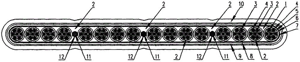 Bending-resistant and tensile elevator or lift travelling flexible fireproof cable