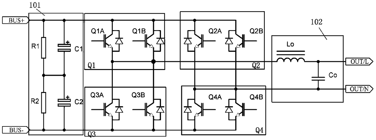 An intermediate frequency inverter circuit controlled by spwm two-frequency interleaving drive